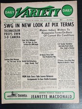 March 06 1953 Daily Variety Newspaper NEW LOOK AT PIX T, Technicolor VTG     