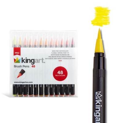 Pro Brush Pens, 48 Colors for Real Watercolor Painting with Flexible Nylon Br...