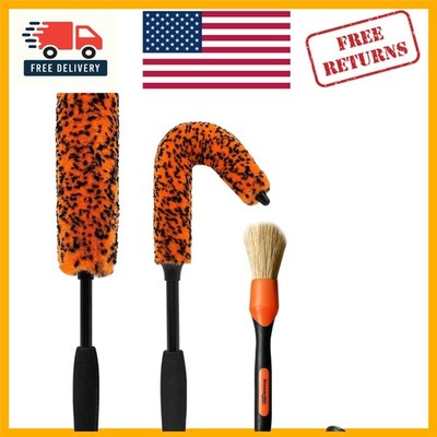 3PCS Quick Car Wheel Brush Kit: Scratch-Free Cleaning for Wheels & Motorcycles