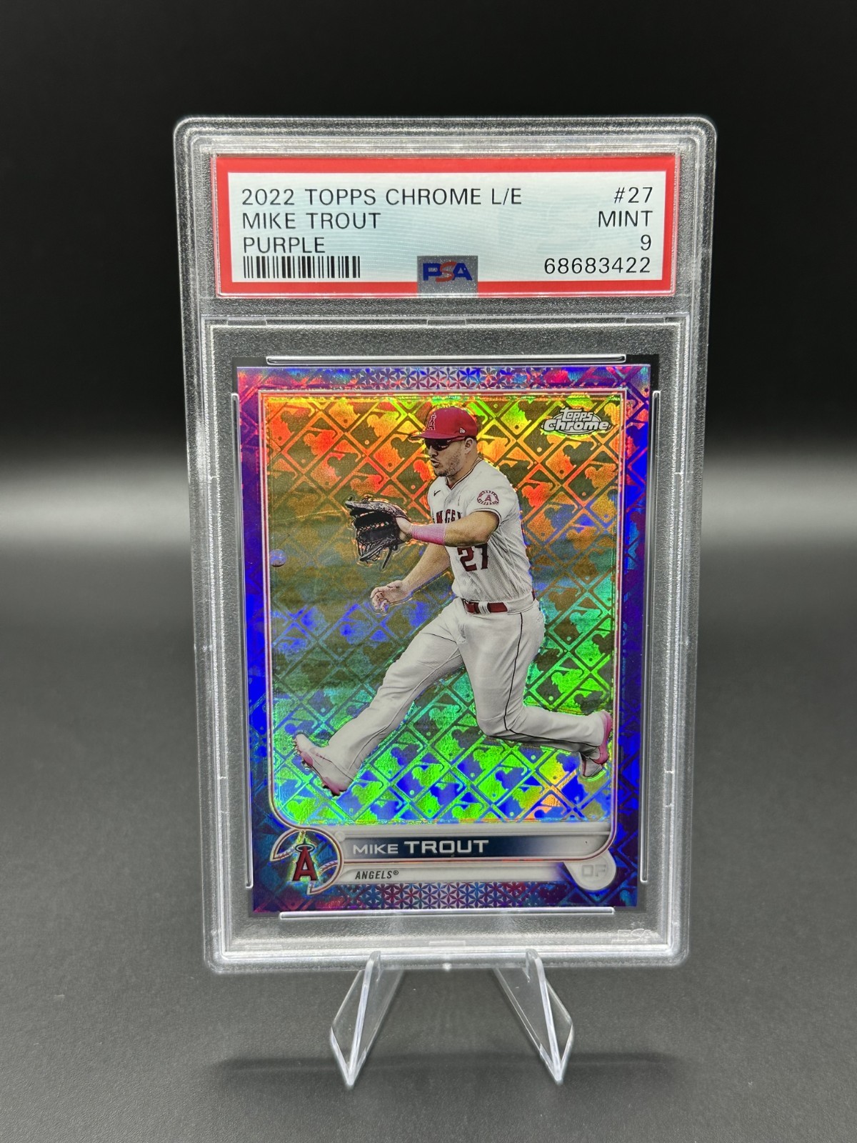 2022 Topps Chrome Logofractor Edition-Mike Trout #27 Purple Refractor /250 PSA 9