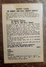 Zip Bubble Gum Entry Card 1963 PARKHURST Hockey  D108