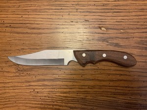 Maxam 420 Stainless Hunting Knife, Full Tang Clip Point, Wood Handle, 1981