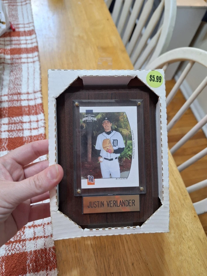 Tarjeta de béisbol Justin Verlander Detroit Tigers MLB placa Donruss 2005 madera nueva en caja Foto 2 de 3