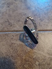 Hammered Sterling Silver Onyx Ring Size 9