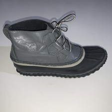 Sorel Out N About Duck Boots Womens Size 6 Gray Black Waterproof Rain Snow