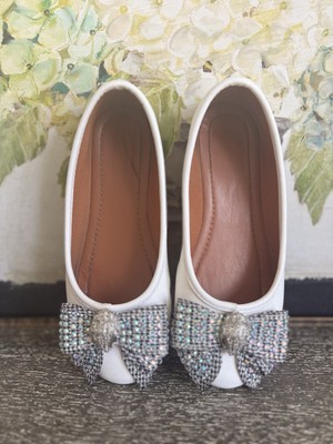 KURT GEIGER Mini KENSINGTON Eagle Ballet Leather FLATS Girls Size 13 pre-loved 