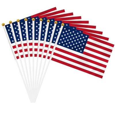 50 Pack USA US Hand Held Mini Stick Flags, American Small Miniature Stick Fla...