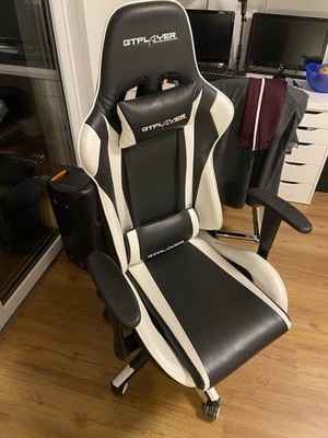 GT PLAYER Ergonomischer Gamingstuhl, Büro, Verstellbar Schwarz Weiß