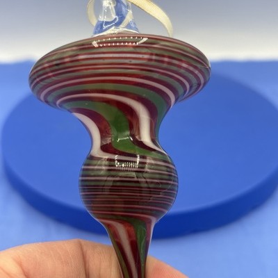 Signed Hand Blown Glass Ornament 6  Swirl Drop JP  08 Artisan Christmas Candy