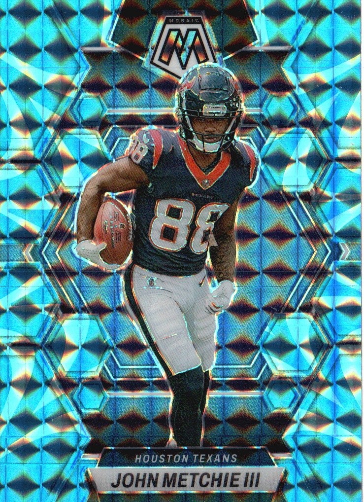 2023 Panini Mosaic #91 John Metchie III Reactive Blue Mosaic
