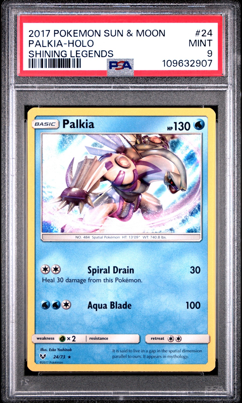 2017 POKEMON SUN & MOON SHINING LEGENDS #24 PALKIA-HOLO PSA 9