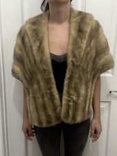 Vintage Country Club Fashions Beige Mink Fur Cape/ Shawl Elegant Statement Piece