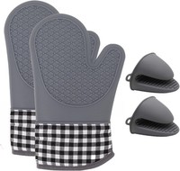 Ofenhandschuhe Topfhandschuhe Mit Silikon HitzebestäNdige Backhandschuhe - 4Er