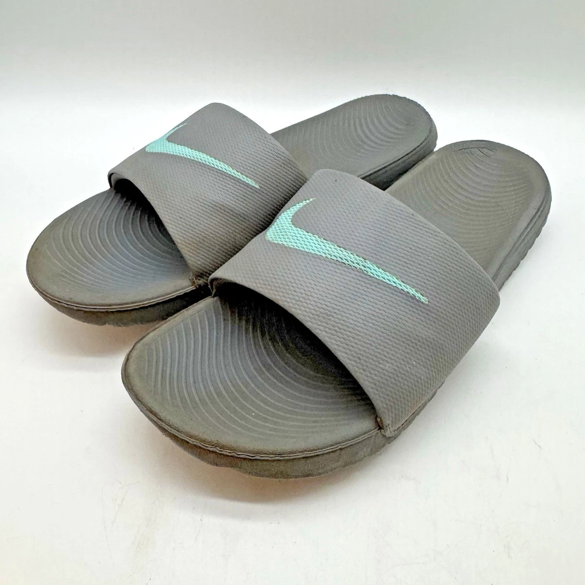 Nike Kawa Slides Blue Grey Yellow Swoosh Athletic Comfort Sandals US 8 Nike Kawa Kids main image 2