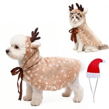 BEAUTYZOO 2 Pack Reindeer Dog Christmas Costume with Small/Medium, Brown Elk