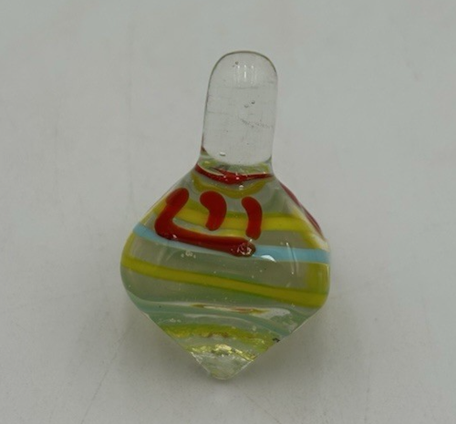 Vintage Judaica Hebrew Murano Clear Glass Hanukkah Dreidel Judaism Israel Jewish
