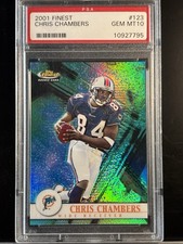2001 Topps Finest Chris Chambers #123 # /1000 RC Dolphins PSA 10 ROOKIE STAR WR