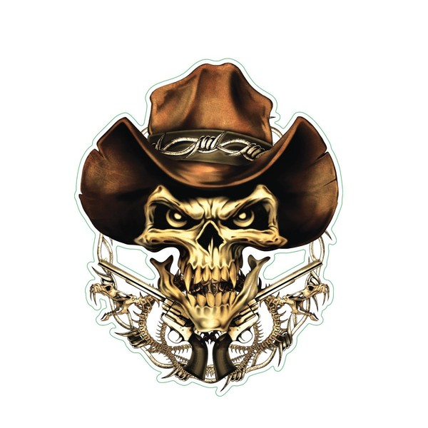 Aufkleber Cowboy Totenkopf 8 X 6,5 Cm Skull Helm Grausam Sticker Decal-image