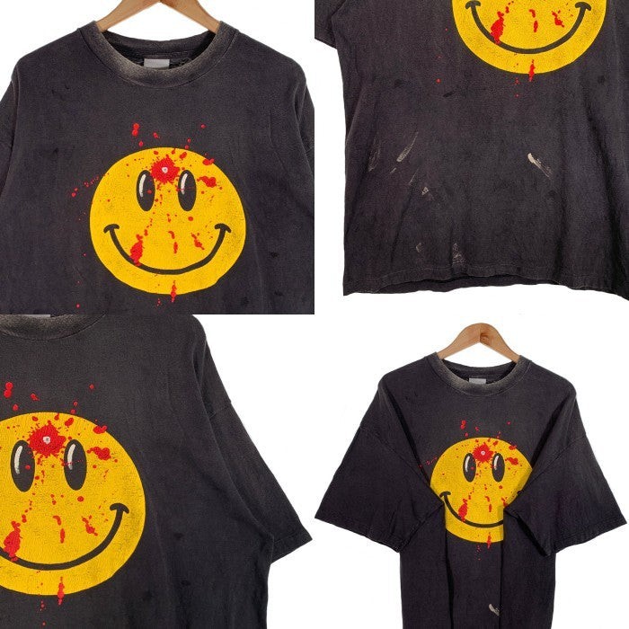 トップス READYMADE S/S T-SHIRT SMILE READYMADE Ready Made SS T-SHIRT SMILE BLACK Print RE-CO-BK