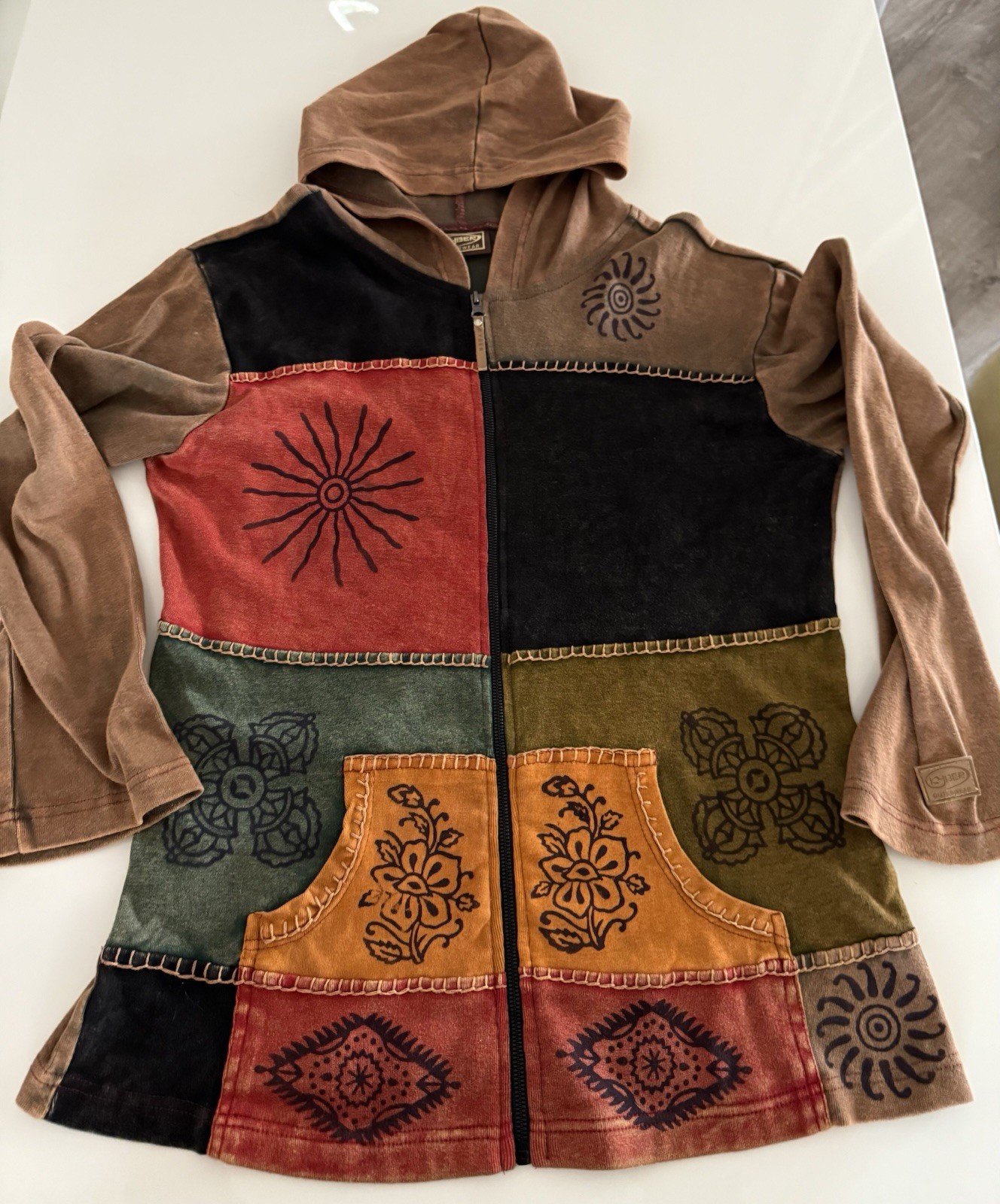 Kyber Outerwear Patchwork Full Zip Jacket Embroid… - image 1