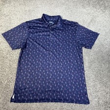 Ben Hogan Polo Shirt Mens M Blue Sailboat Print Polyester Blend Golf Performance