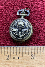 2nd Amendment Skull  Revolvers Men's Pocket Watch B26