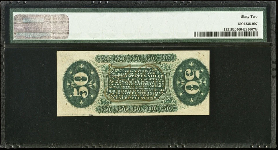 PMG UNC 62. FR# 1331 Fractional 1864 Union Currency 50c Civil War Third Issue - Image 2 of 4
