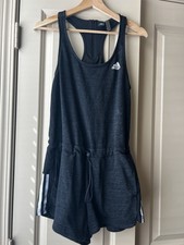 Adidas Jumpsuit Drawstring Waist Pockets Black XS Excellent Condition