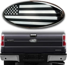 9 Inch Oval Chrome and Black Front Grille Tailgate Emblem Adhesive- 9"-Silver