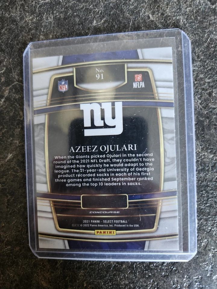 2021 Panini Select Rookie Concourse Azeez Ojulari Card# 91 - Image 2 of 2