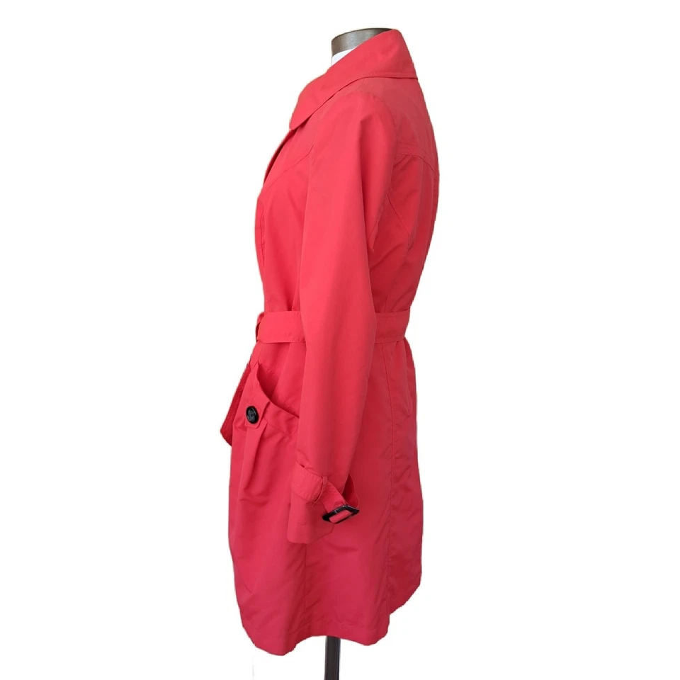 MARKS & SPENCER Poppy Red Trench Coat Size 6 US Jacket Belted - Image 2 of 4
