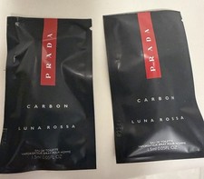 2 X Prada CARBON Luna Rossa Eau De Toilette Spray Sample Vial 0.05oz/1.5ml NEW
