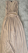 CIDER Beige Wide Leg, Flowy, V-Neck Strappy Sleeveless Pullover S Solid