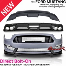 Full Conversion Front Bumper GT350 Style For 15-17 Ford Mustang Diffuser tip New