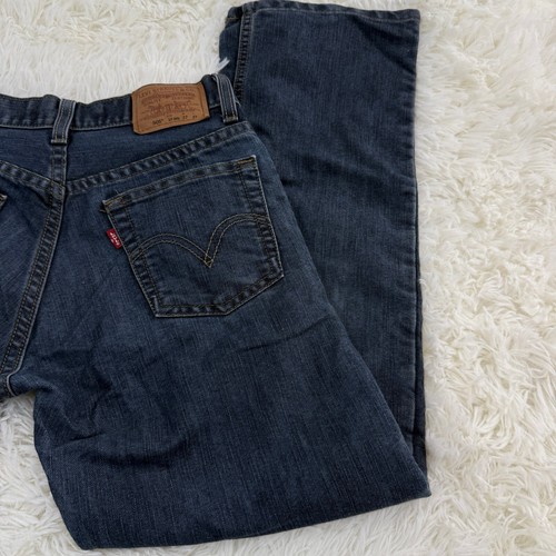 Levis 505 Straight Leg Dark Wash Denim Jeans Boy's Size 14 Waist 27 Regular - Picture 2 of 14