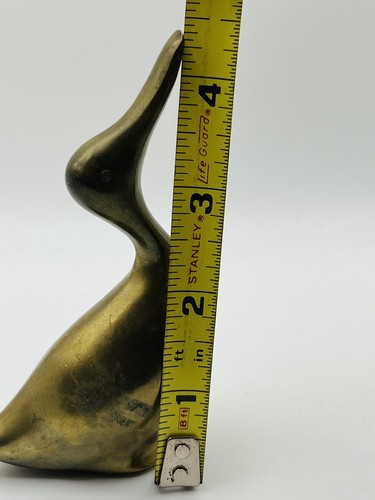 Mid Century Solid Brass Mallard Duck Figurine Paperweight 4 1/2 Inch Vintage - Picture 7 of 7