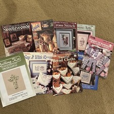Lot Of 9 Leaflets Cross Stitch, Needle Work, Crochet Leisure Arts