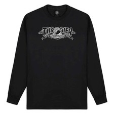 Thrasher Magazine X Anti Hero MAG BANNER LONG SLEEVE Skateboard T Shirt BLACK