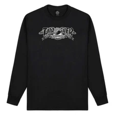 Thrasher Magazine X Anti Hero MAG BANNER LONG SLEEVE Skateboard T Shirt BLACK
