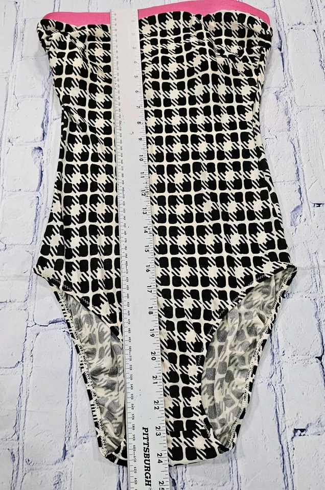 Traje de baño Gottex de una pieza traje de baño rosa negro blanco transparente años 90 DE COLECCIÓN TALLA 8 Foto 2 de 4