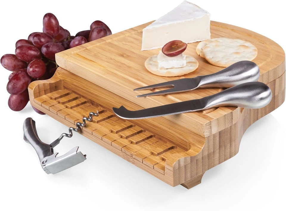 Juego de tabla y cuchillo de queso para piano marca Picnic Time (bambú) Foto 3 de 4