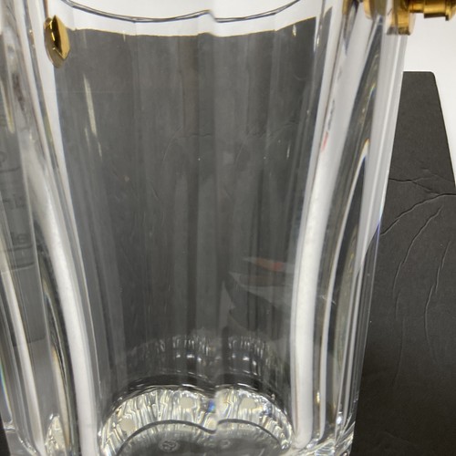 Baccarat crystal round decagon ice bucket w/ brushed gold handle, France - Picture 10 of 12