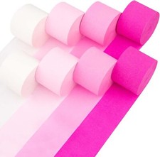 8 Crepe Paper Streamers Rolls, 656ft Pack of Pink 8 -  White,