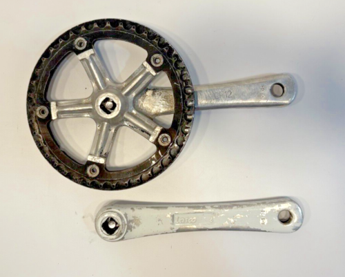 Lasco CF12 165mm Silver Aluminum Crankset 39-Tooth Chainring & Chain Guard - Picture 2 of 6