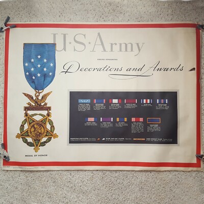 Newsmap Original Ww2 Us Army Decorations And Awards Poster Rolled