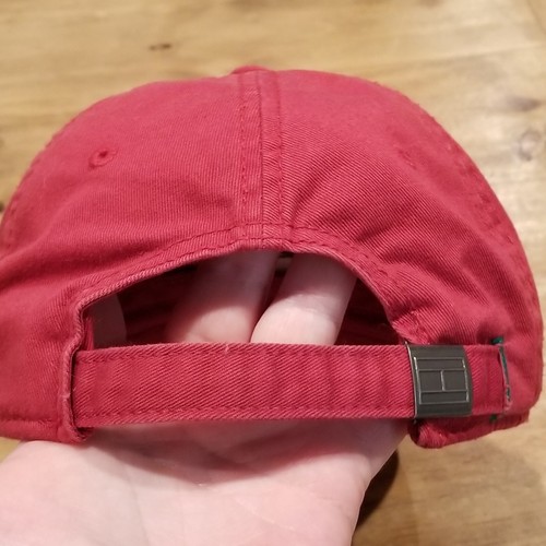 Tommy Hilfiger Hat Cap Strap Back Brown Red Cotton Dad Adjustable Flag Logo - Picture 10 of 10