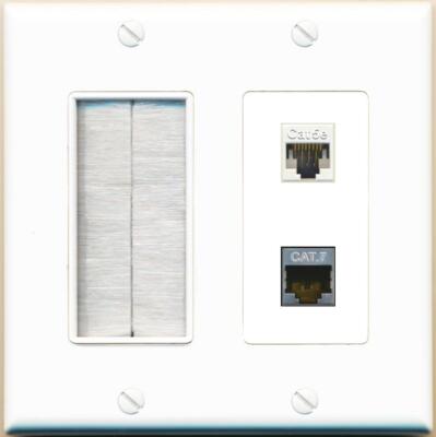 RiteAV CAT5E CAT7 with Brush Wall Plate [White]