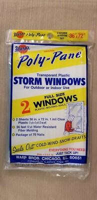 Warp's 2 Piece 3'x6' Storm Window Transparent Plastic Film Water Resistant Kit
