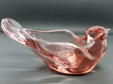 Vintage Pink FENTON Art Glass Dove Bird Votive Trinket Dish Bowl with Label USA