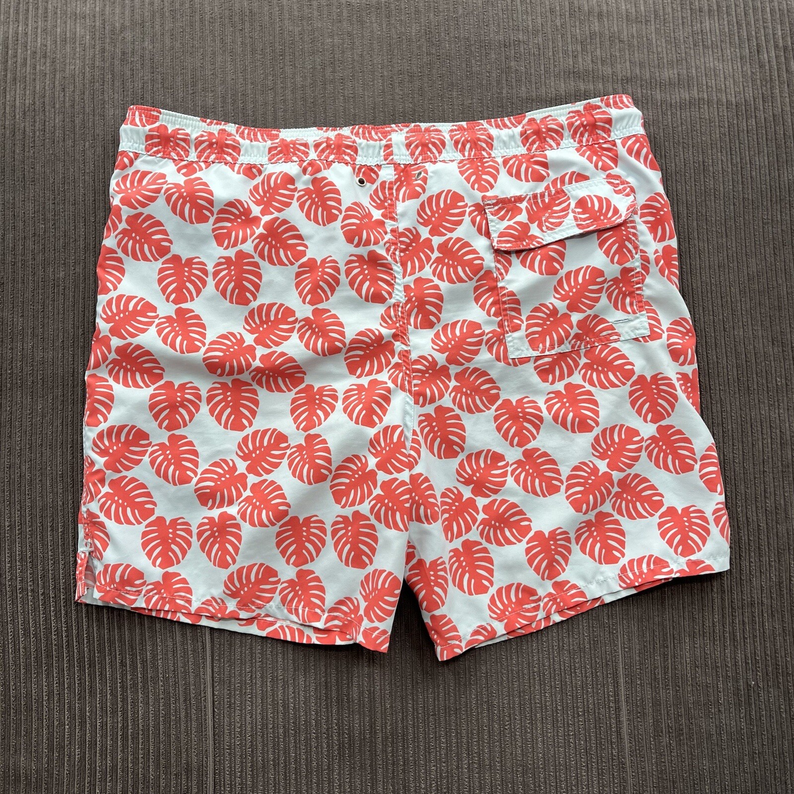 Tom & Teddy Men Shorts Size Large Orange White Floral Print Polyester